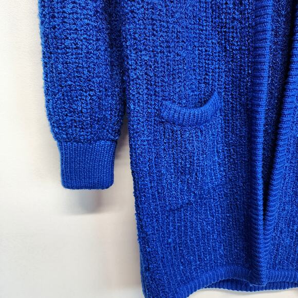 Monto Par le Chois Longline Cardigan Jacket Size L Blue Boucle Knit Vintage - Picture 9 of 16